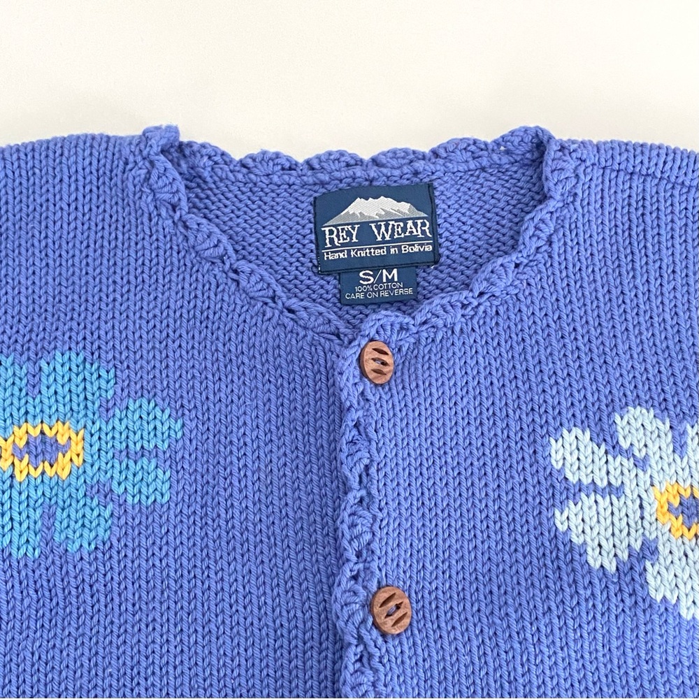 Rate Vintage Rey Wear Hand-Knitted Cotton Multicolour Flower Cardigan - Picture 4 of 9